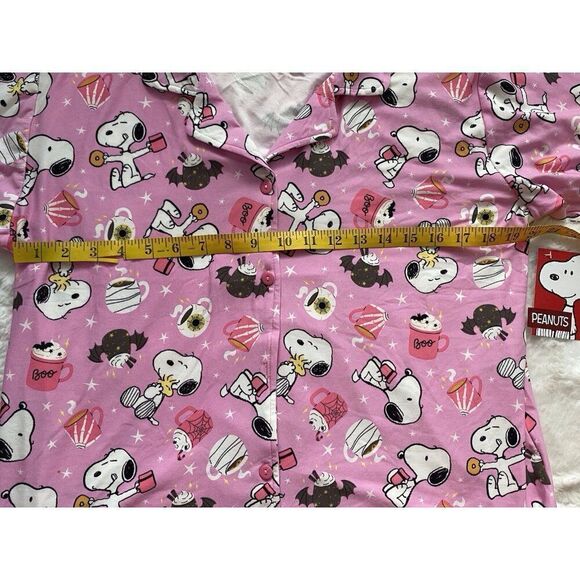 2pc Halloween Snoopy Pajama PJ Set Shorts Women’s Sz XL Hot Cocoa Bats Pink NEW - Picture 5 of 15
